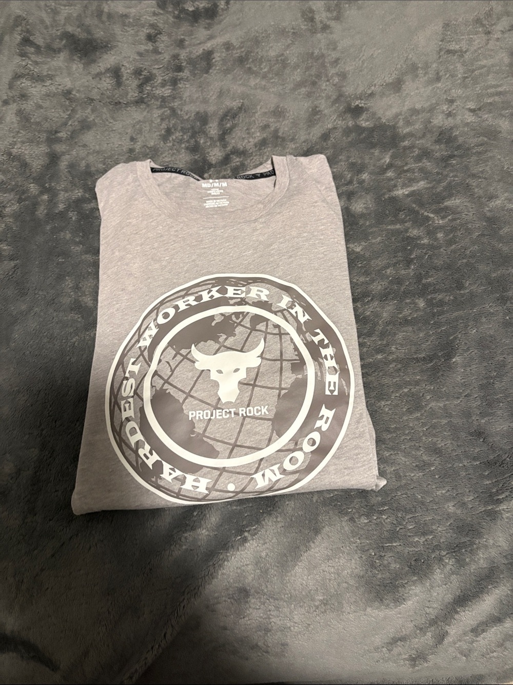 Under Armour Project Rock Grey Globe Graphic Tee